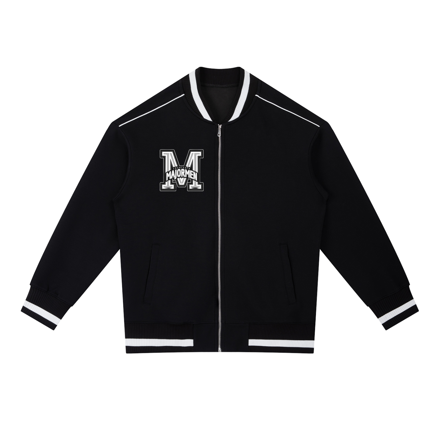Contrast Piping Zip Bomber Jacket