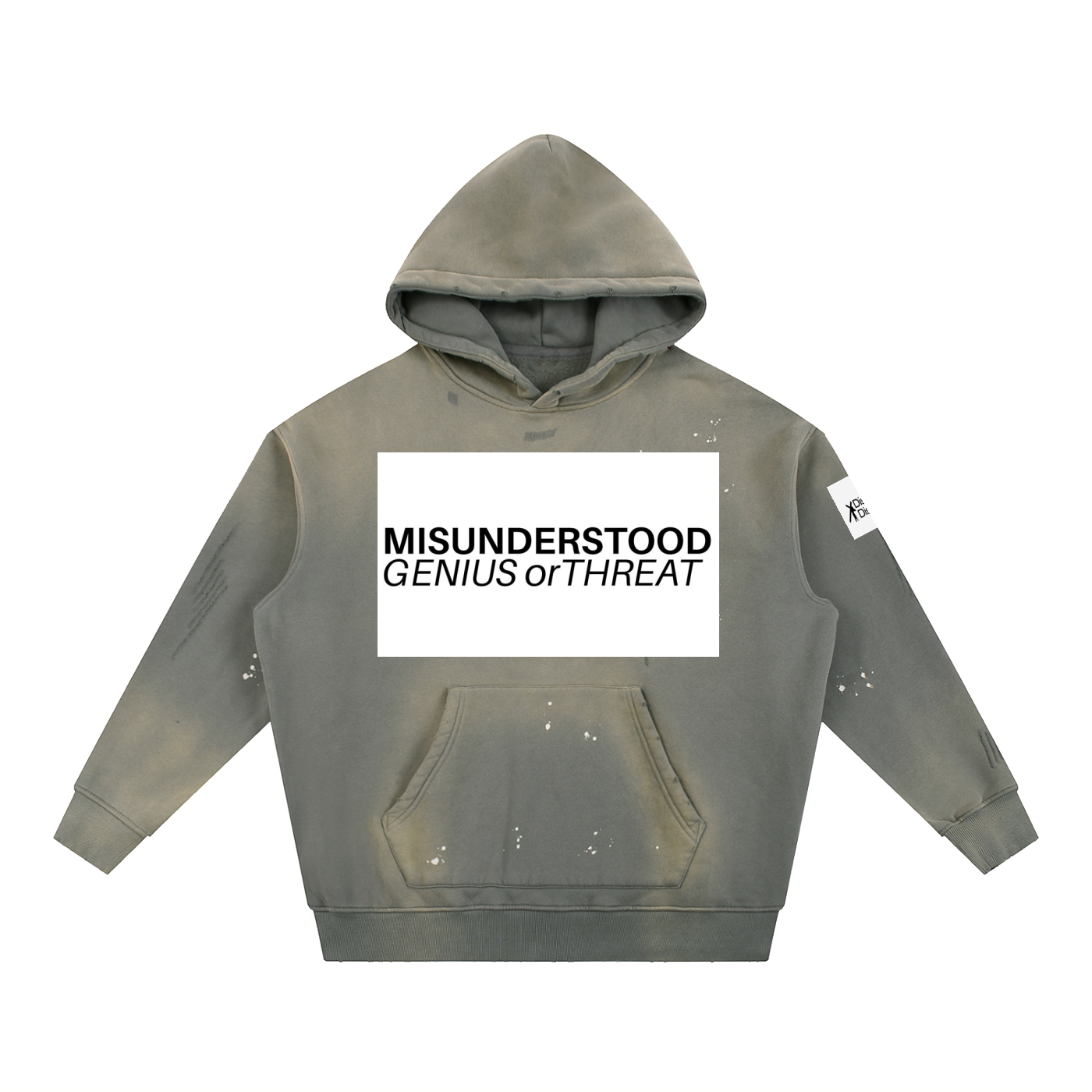 Vintage Washed Frayed Fleece Hoodie