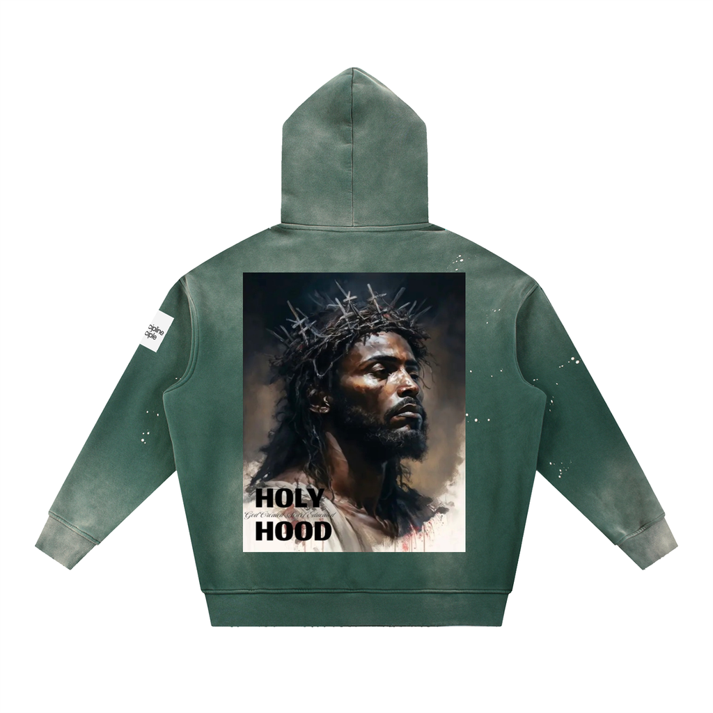 Vintage Washed Frayed Fleece Hoodie