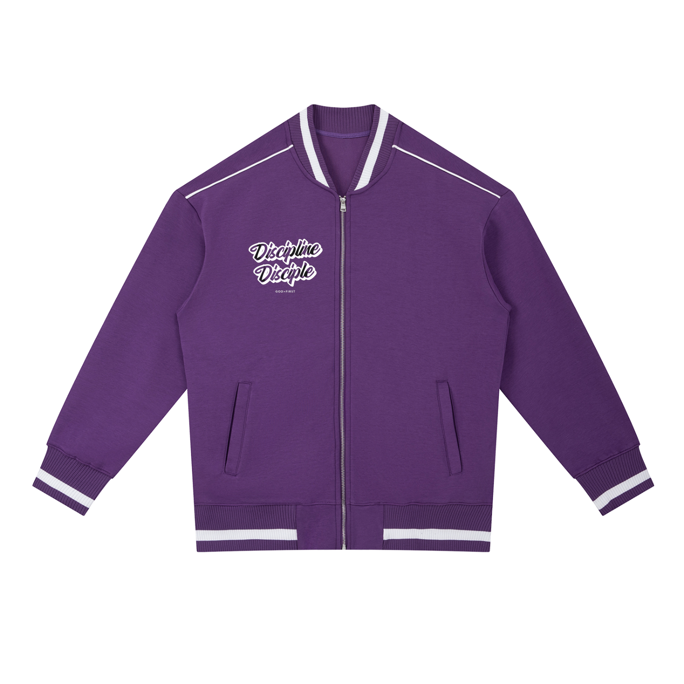 Contrast Piping Zip Bomber Jacket