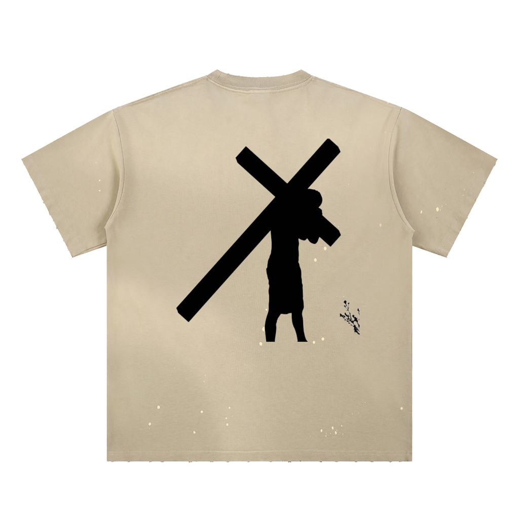 Hand-Frayed Sunfade Paint Splatter T-Shirt