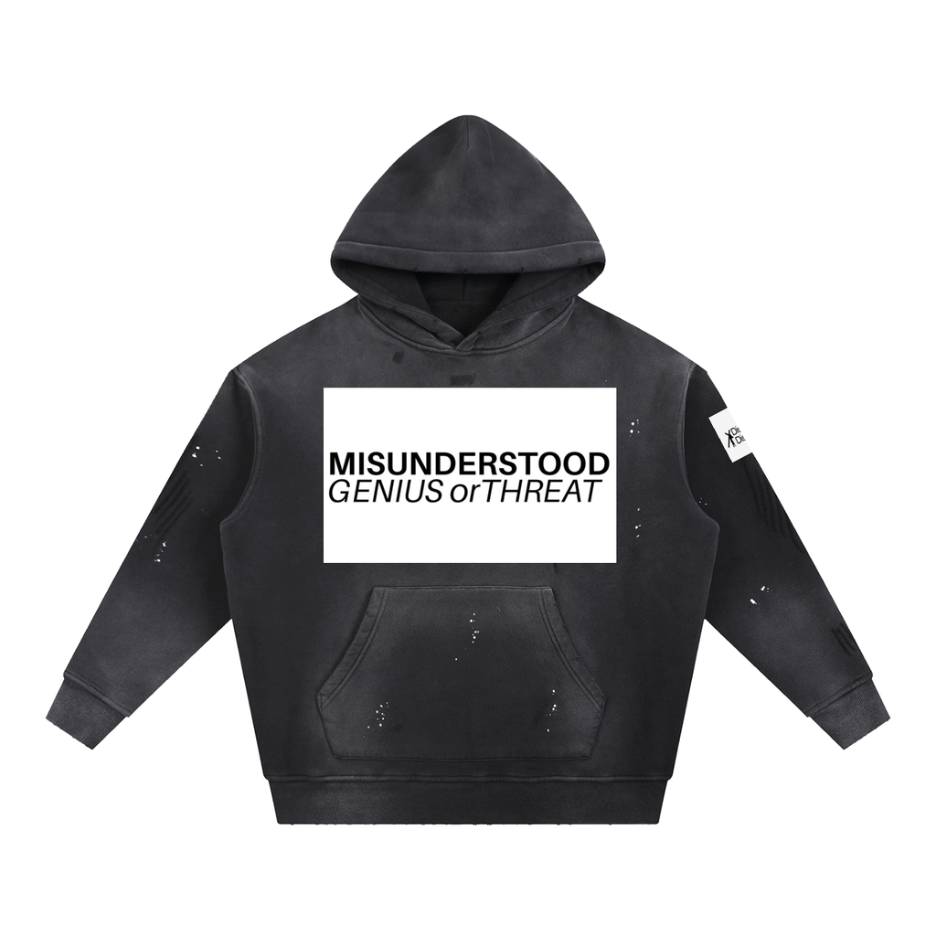 Vintage Washed Frayed Fleece Hoodie