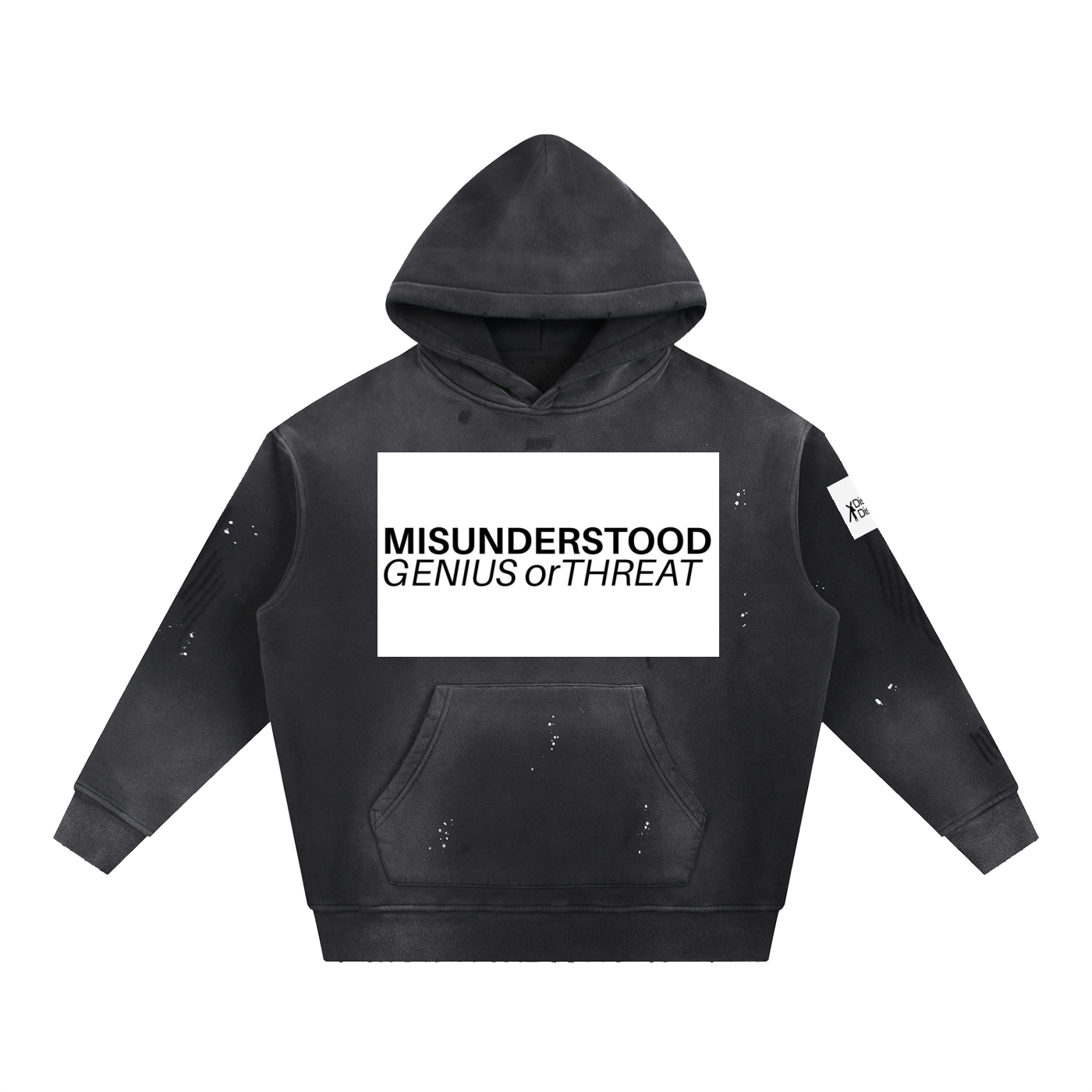 Vintage Washed Frayed Fleece Hoodie