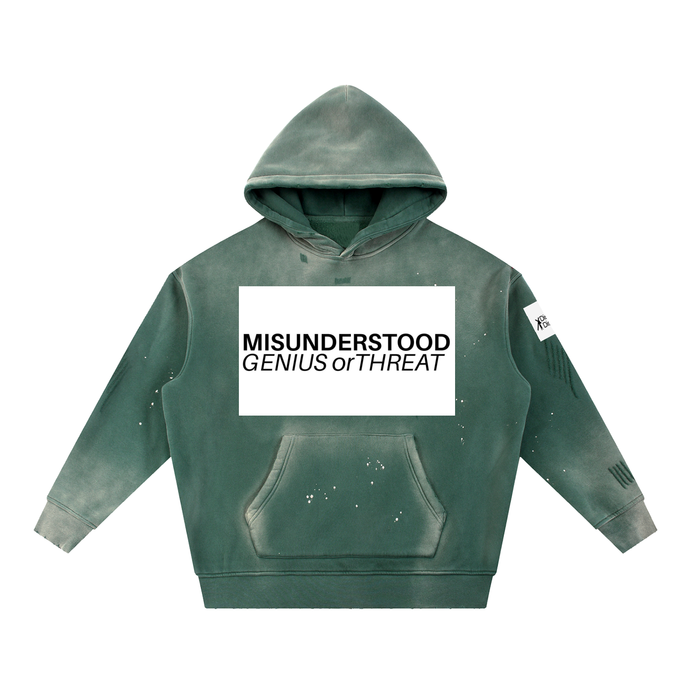 Vintage Washed Frayed Fleece Hoodie