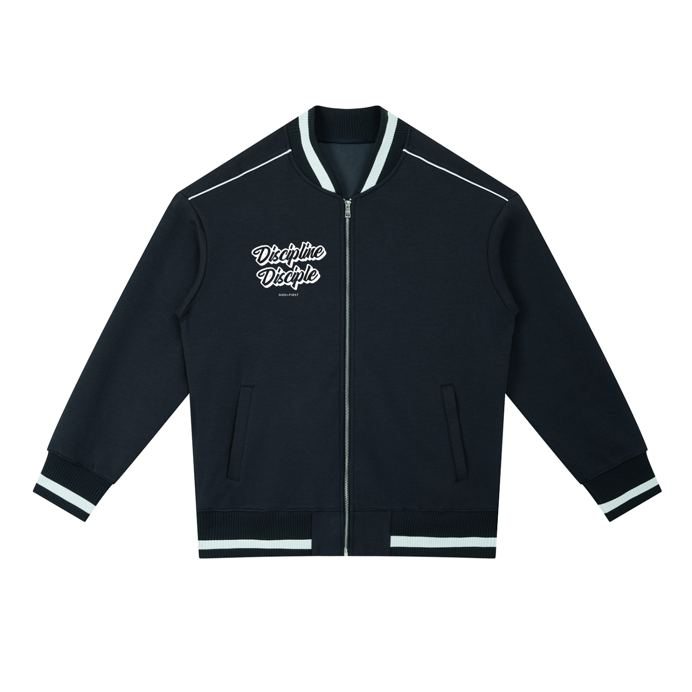 Contrast Piping Zip Bomber Jacket