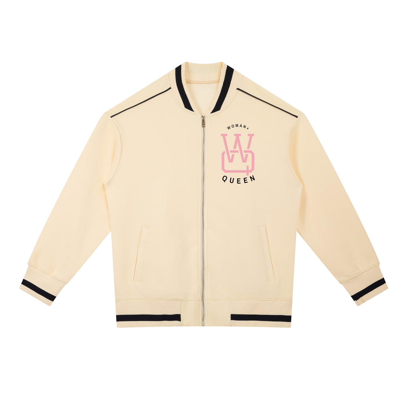 Contrast Piping Zip Bomber Jacket
